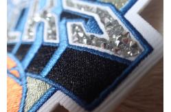 China Hotfix Custom Embroidered Patches Rhinestone Motif Iron On Transfer For Hoodies supplier