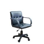 Black Leather Home Office Computer Chair Mid Back With Nylon Armrest 8.6KG for sale