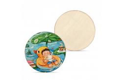 China Round Graffiti Wooden Craft Custom Sublimation Wooden Coaster supplier