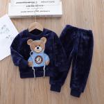 18kg Winter Toddler Unisex Children Thermal Bear Flannel Pajamas Set OEM