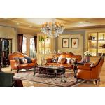 Wooden Frame Leather Recliner Royal Sofa Set With Simple Carving for sale