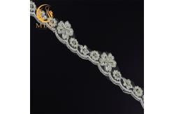 China OEM Knitted Custom 3D Flower Lace Trim Embroidery Soft Mesh With Beads supplier