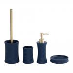 Polyresin bath accessories sets swirl shape with sand color hand soap bottle toilet brush holder modern bath accessories polyresin soap dispenser for sale