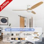 15CM Suspender Natural Wood Blades LED Ceiling Fan for Customizable Energy Efficiency