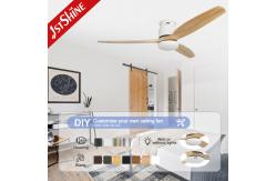 China 15CM Suspender Natural Wood Blades LED Ceiling Fan for Customizable Energy Efficiency supplier