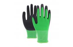 China Durable 13 Gauge Polyester Black Latex Work Gloves Anti Slip Abrasion Resistant supplier