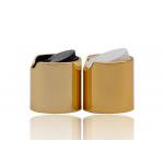 Cosmetic Aluminum Shiny Gold Disc Top Cap Black Or White PP Disk Cap 24mm for sale