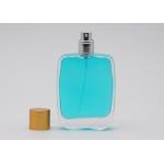 Square Shape 50ml Cosmetic Perfume Bottle With FEA15 Snap On Perfume Pump