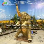 Realistic Animatronic African Elephant Statue Spraying Water In Safari Setting for sale