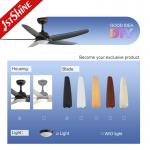 Black LED Ceiling Fan With Dimmable Light 5 Plastic Blades Remote Control