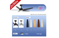 China Black LED Ceiling Fan With Dimmable Light 5 Plastic Blades Remote Control supplier