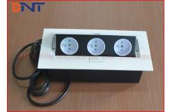 China White Square Desk Pop Up Sockets With 3 French Power Outlet Galvanized Panel supplier