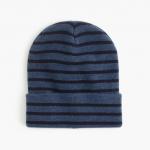 Warm 100 Wool Thick Beanie Hat , Male Elastic Knit Beanie Cap With Stripe for sale