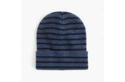 China Warm 100 Wool Thick Beanie Hat , Male Elastic Knit Beanie Cap With Stripe supplier