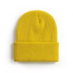 Yellow  Knitted Fluorescent Beanie Bonnet Hat Cuffed Plain Skull for sale