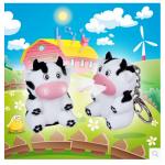 New creative gift product cartoon animal cow led light keychain keyrings with sound for sale