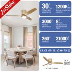 Energy Saving 52in Flush Mount LED Ceiling Fan With Solid Wood Blades