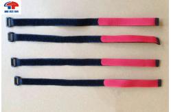 China Red And Black Adjustable Hook And Loop Fastener Tape With Plastic buckle supplier