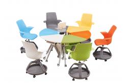 China Foldable Student ABS / PP Plastic Round Training Room Table And Chair Set supplier