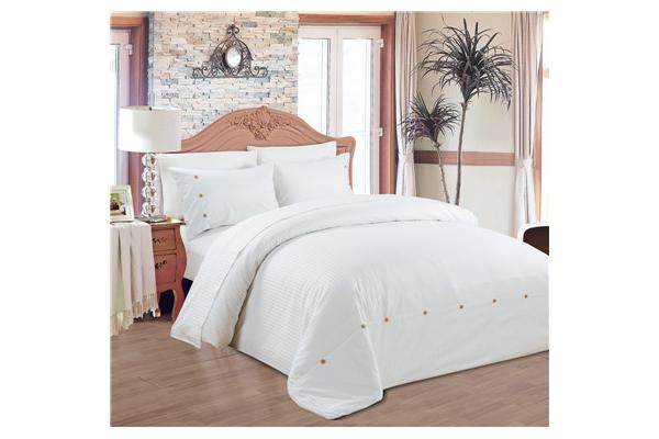 Sateen Stripe Duvet Cover Set Polyester Cotton Bedding Set 4pcs