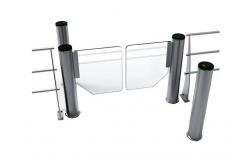 China Cylindrical Self Closing 200W SS304 Fast Lane Swing Barrier supplier
