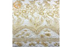 China Free Sample Gold Sequin Lace Fabric Beautiful Embroidered Eco Friendly supplier