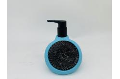 China 2N1 Kitchen Utensil Caddy Polyresin Soap Dispenser With Cleaning Ball On Side Pocket supplier