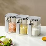 2024 New Arrival Kitchen Seasoning Storage Container Tea Coffee Sugar Salt Glass Spice Jars With Stainless Steel Lids for sale