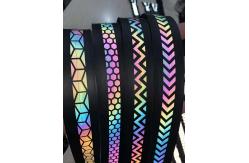 China High Light Rainbow Reflective Fabric Grey Closed End Nylon Zippers Clothes Riding supplier