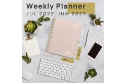 China Leatherette Custom Hardcover Planner Jul. 2023 Jun. 2023 Light Pink supplier
