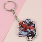 Transparent Custom Acrylic Keychains Cartoon Character Spider-Man Printed With Metal Ring