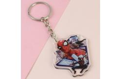 China Transparent Custom Acrylic Keychains Cartoon Character Spider-Man Printed With Metal Ring supplier