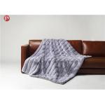 Stripe Rabbit Throw Faux Animal Fur Blanket Super Soft With Custom Logo Light Gray with white tips for sale
