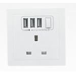 China Flame Retardant PC 50HZ 2.1A 3 USB Wall Socket Tin Phosphor Bronze For Hotel , Villa manufacturer