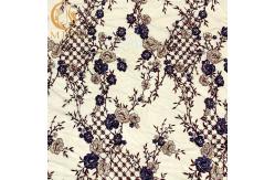 China 20% Polyester 3D Embroidery Lace Fabric By Handmade Beaded supplier