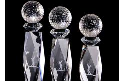 China Golf Event Crystal Trophy Cup With Inside 3D Laser Golf Figure OEM Available supplier