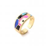 Multicolor Dripping Oil Rings Exquisite Gold Plated Wedding Rings OEM ODM for sale