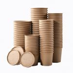 Recyclable Durable Kraft Paper Packaging Soup Cup With Lid Stackable for sale