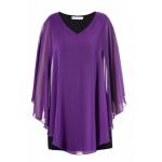 Bright Purple Ladies Plus Size Dresses With Big Flounce Chiffon Sleeve for sale