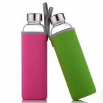 550ml Customized Borosilicate Glass Water Bottle With Neoprene Sleeve for sale