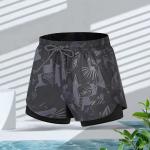 Double Layer Mens Short Swim Trunks Quick Drying Loose Swimming Trunks hot spring for sale