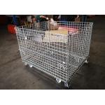 Folding Standard Size Galvanized Wire Mesh Cages Anti Oxidizing With Wheels for sale