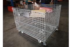 China Folding Standard Size Galvanized Wire Mesh Cages Anti Oxidizing With Wheels supplier