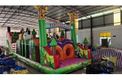 China Parcours Zoo Inflatable obstacle course bounce house 4x16x5m supplier