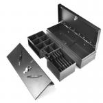 Black Mini RoHS 6V 12V POS Cash Drawer Flip Top Metal Cash Box for sale