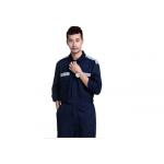 Long Sleeve Industrial Work Uniforms , Navy Safety Wear With Reflective Strip for sale