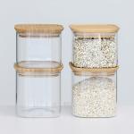 Customized High Borosilicate Glass Coffee Canister Square Jar With Lid 200ml