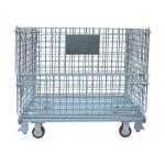6 Inch Stackable Folding Wire Container With 4 Swivel Caster Zinc Plated for sale