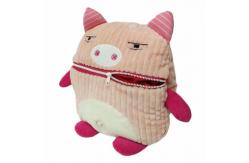 China Pink Pig Hand Pillow Zipper Mouth Corduroy Plush Toy ISO9001 supplier