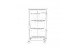 China Multifunctional Metal Storage Trolley , Kitchen Rotating Trolley Three Layer supplier